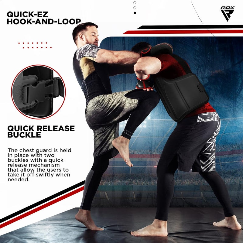 Rdx Boxing Body Protector, MMA Kickboxing Muay Thai Boxing Chest Guard, Sparring Training Heavy Punching, Kara Adjustable Strike Shield, Martial Arts Upper Body Ribs Protection Pad, Taekwondo Vest - Image 3